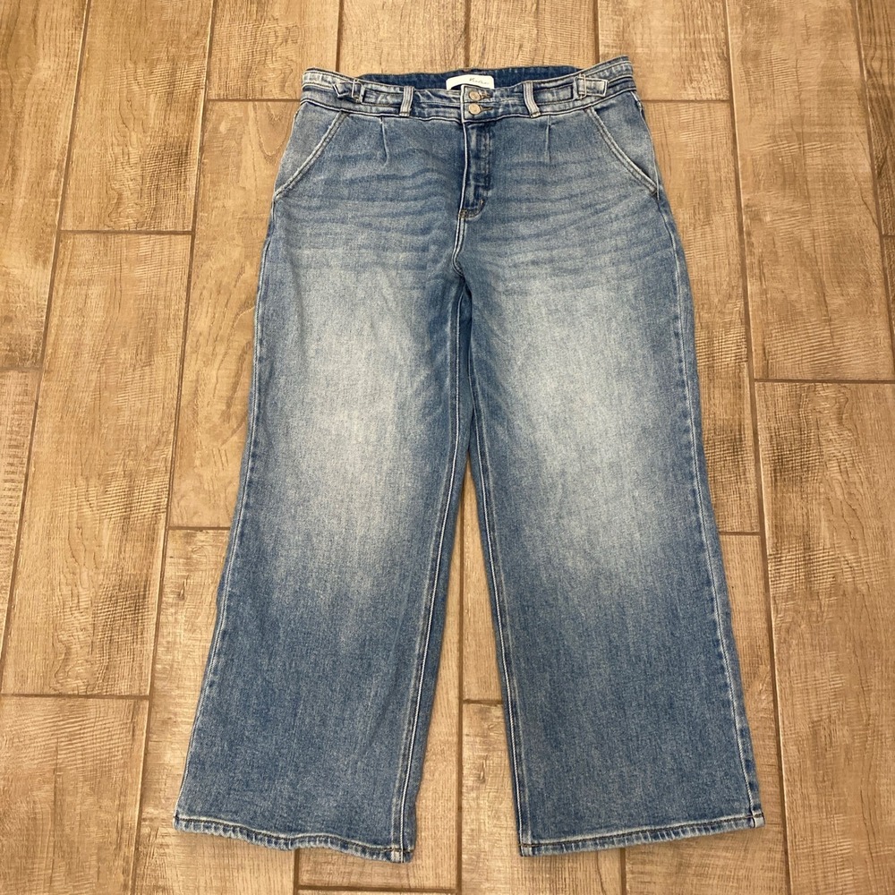 Kancan Jeans 14 Womens Light Denim Wide Leg Baggy Adjustable Buckle KC9368M-SF
